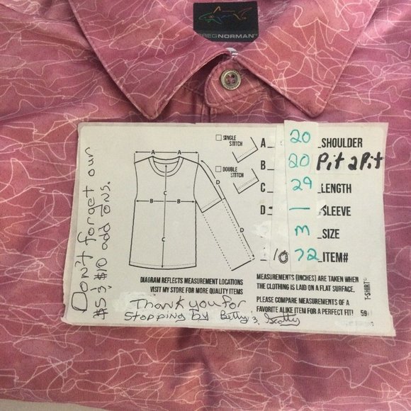 Greg Norman Polo Shirt Mens Medium Pink W/Shark Pattern Casual Golf Short Sleeve - Picture 2 of 7
